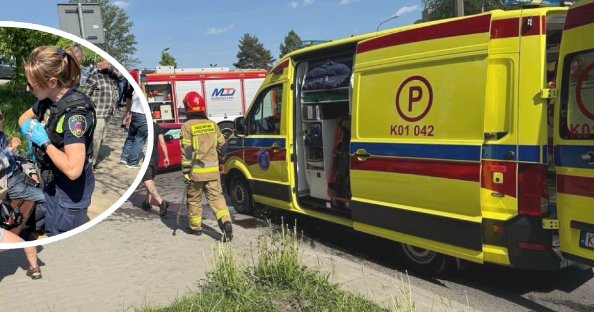 Wypadek na ulicy Kruszwickiej, cztery osoby poszkodowane. Strażnicy w akcji