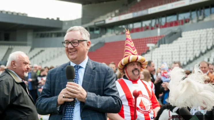 Janusz Filipiak, były prezes Cracovii, na stadionie. Zmarł w 2023