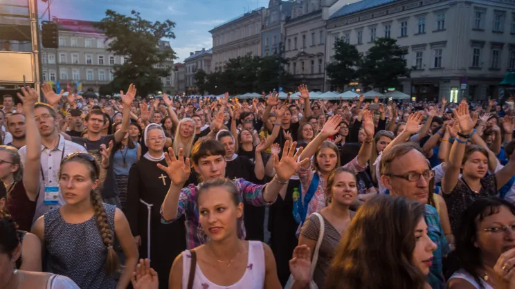Spotkanie modlitewne na Rynku Głównym w Krakowie