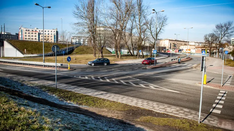 Skrzyżowanie ulic Kotlarskiej, Podgórskiej i Stachowskiego, stan z roku 2019
