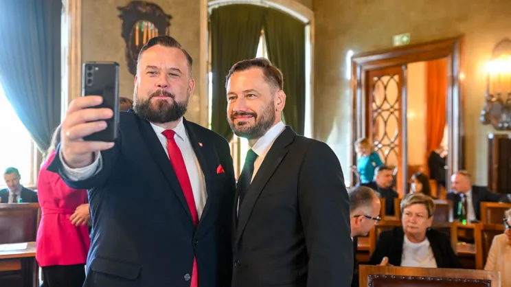 Poseł Dominik Jaśkowiec i prezydent Krakowa Aleksander Miszalski