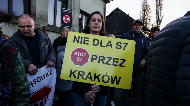Protest przeciwko budowie S7 Kraków-Myślenice
