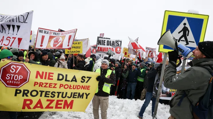 Protest przeciwko trasie S7 w Głogoczowie