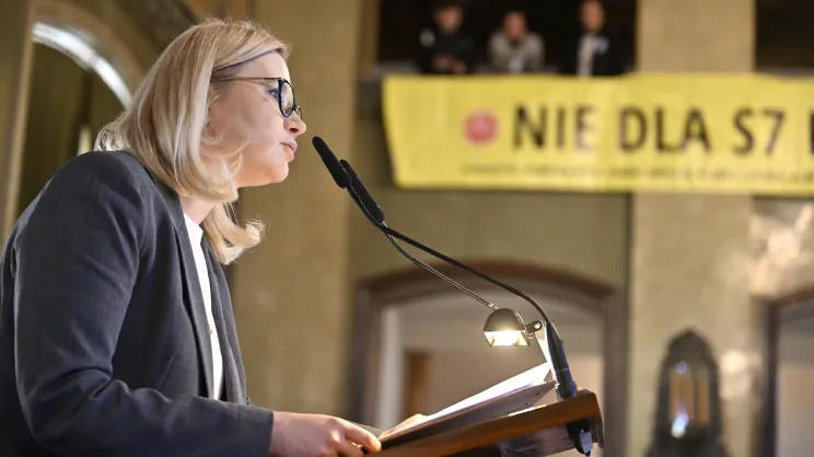 Monika Piątkowska w trakcie sesji Rady Miasta Krakowa