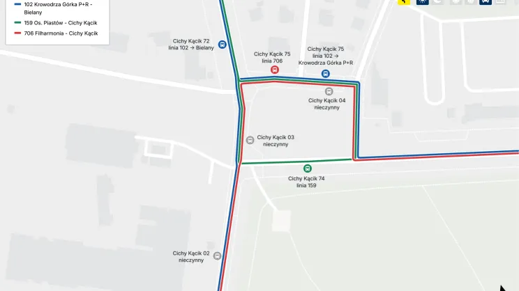 Zmiana organizacji przystanków na pętli Cichy Kącik