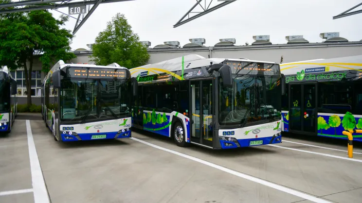 Zielone grafiki na autobusach MPK zamawianych przed wprowadzeniem nowego wzoru malowania pojazdów