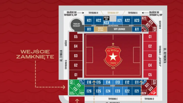 Jak wejść na sektory stadionu Wisły