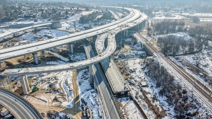 Budowa drogi S7 między węzłami Grębałów i Mistrzejowice, stan z lutego 2026