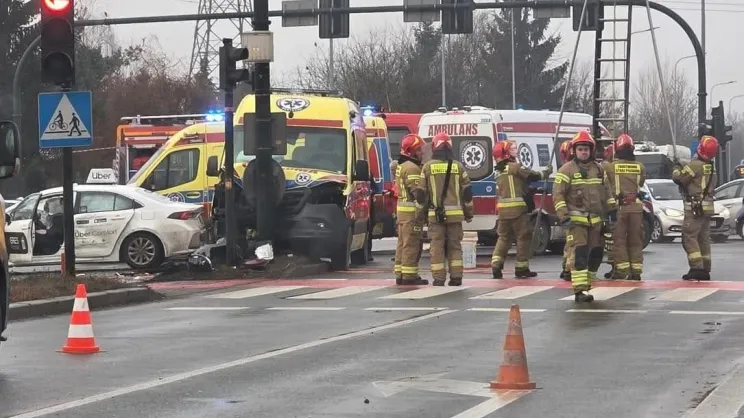 Wypadek na skrzyżowaniu Nowohuckiej i Saskiej