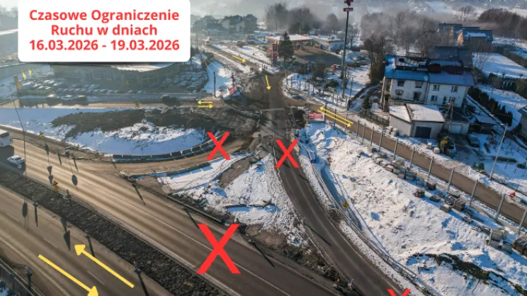 Zmiany w ruchu na budowie węzła w Myślenicach
