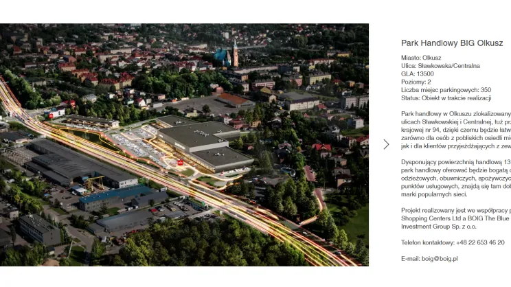 Wizualizacja parku handlowego w Olkuszu