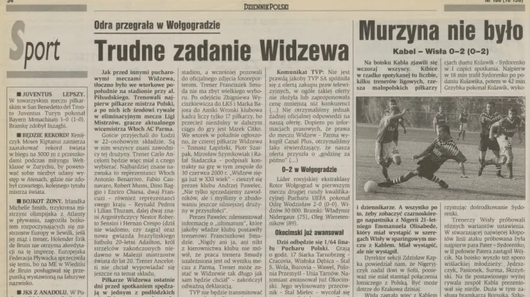 Artykuły sportowe w „Dzienniku Polskim” 13 sierpnia 1997 roku