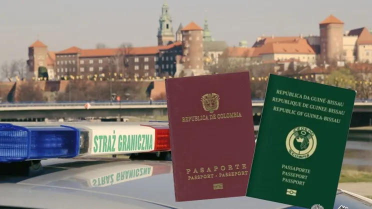 Paszporty Kolumbii i Gwinei na tle Wawelu