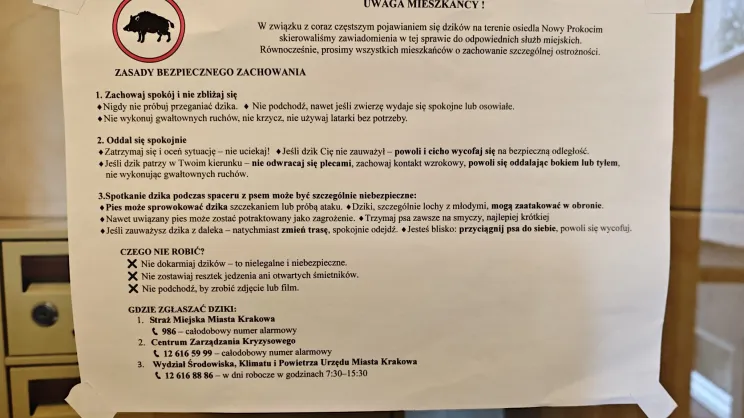 Ogłoszenie w jednym z krakowskich bloków
