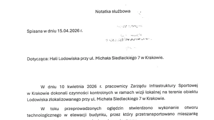 Fragment notatki służbowej ZIS