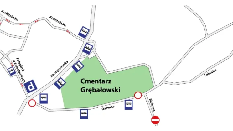 Zmiany w ruchu w rejonie Cmentarza Grębałów