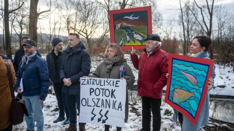 Pikieta przy potoku Olszanickim w 2024 roku