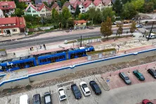 Przejazd testowy tramwaju do Mistrzejowice po nowym odcinku KST