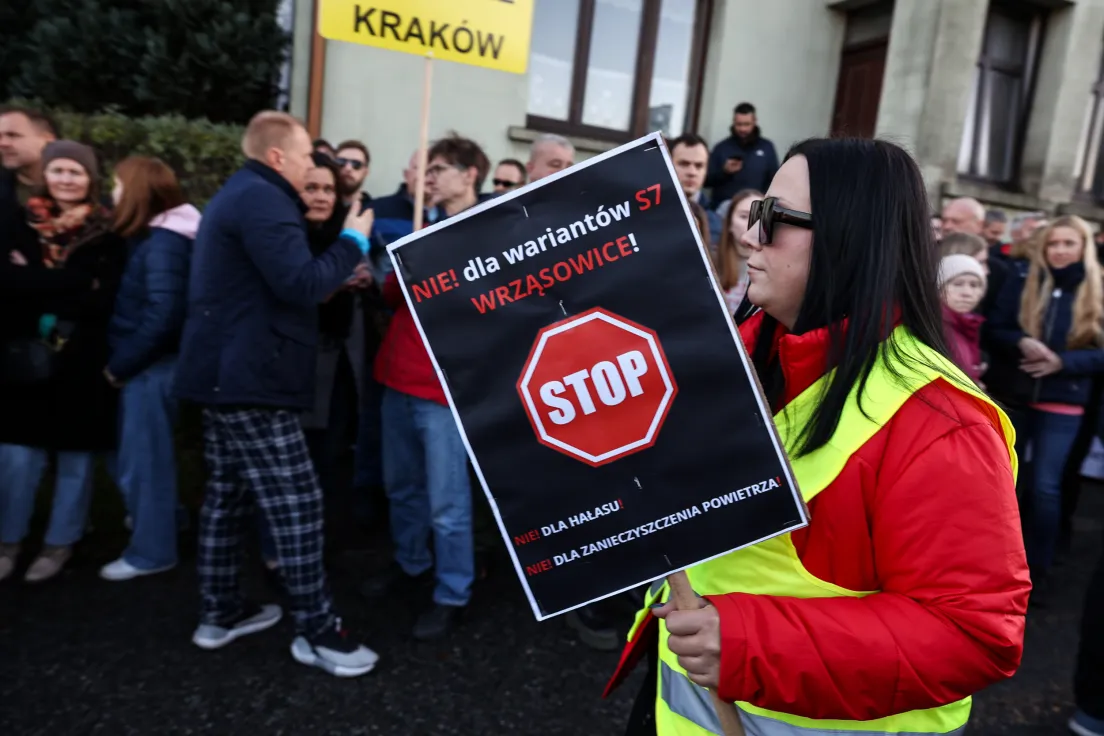 Protest przeciwko budowie S7 Kraków-Myślenice