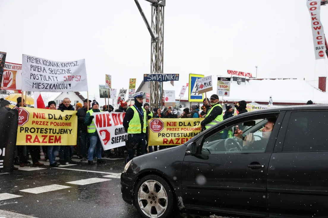 Protest przeciwko trasie S7 w Głogoczowie