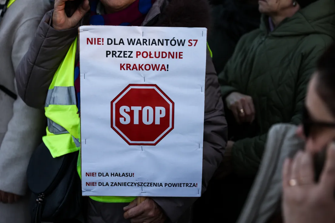 Protest przeciwko budowie S7 Kraków-Myślenice