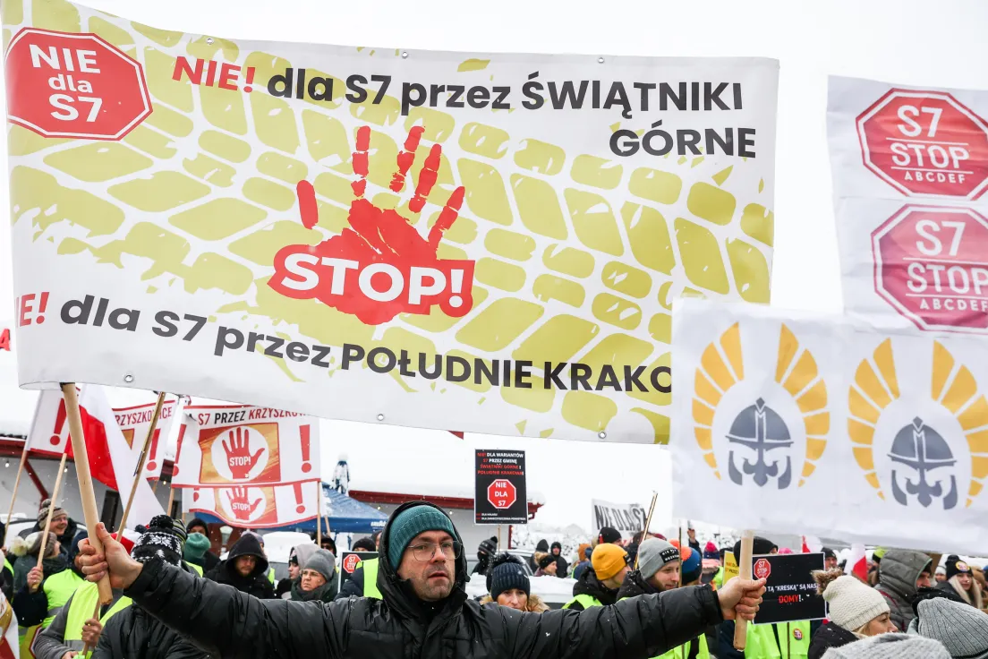 Protest przeciwko trasie S7 w Głogoczowie