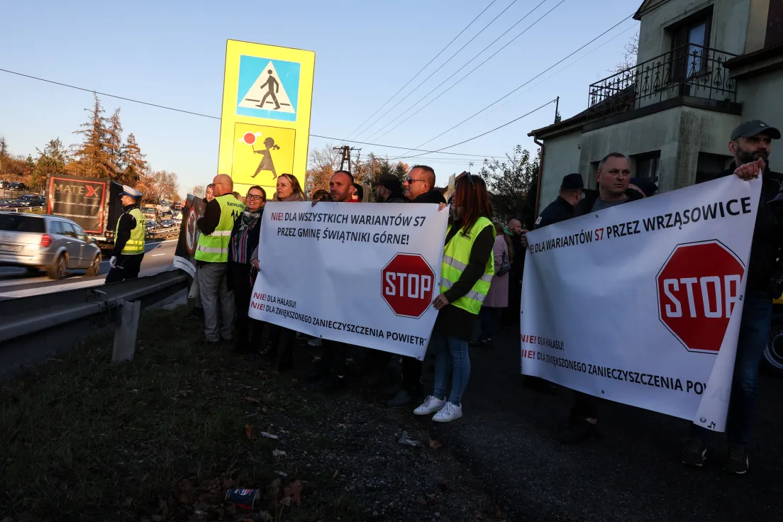 Protest przeciwko budowie S7 Kraków-Myślenice