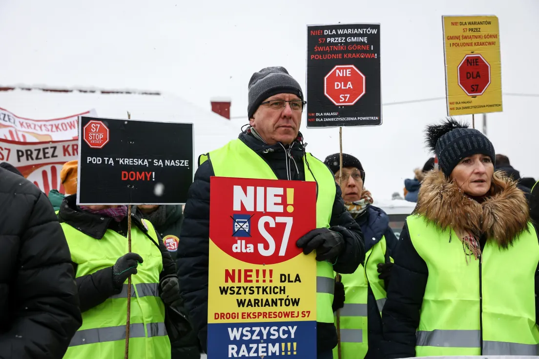 Protest przeciwko trasie S7 w Głogoczowie