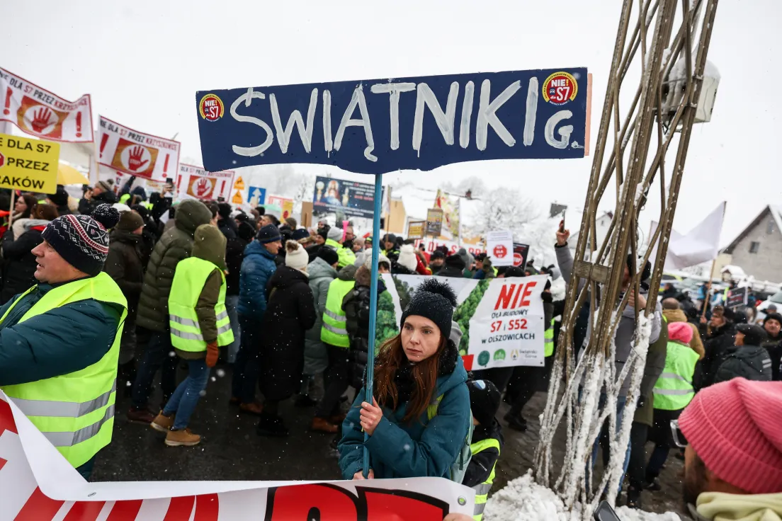 Protest przeciwko trasie S7 w Głogoczowie