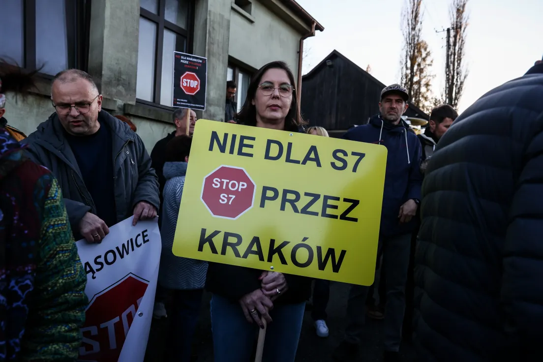Protest przeciwko budowie S7 Kraków-Myślenice