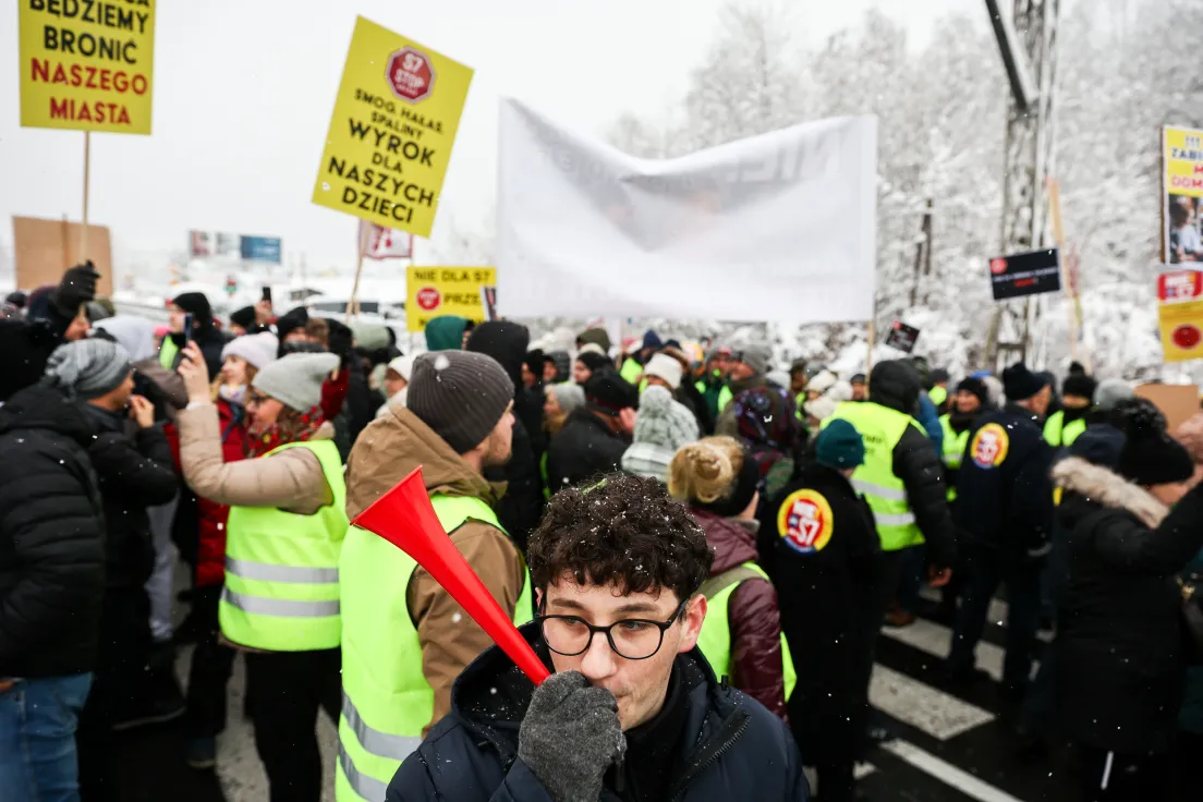 Protest przeciwko trasie S7 w Głogoczowie