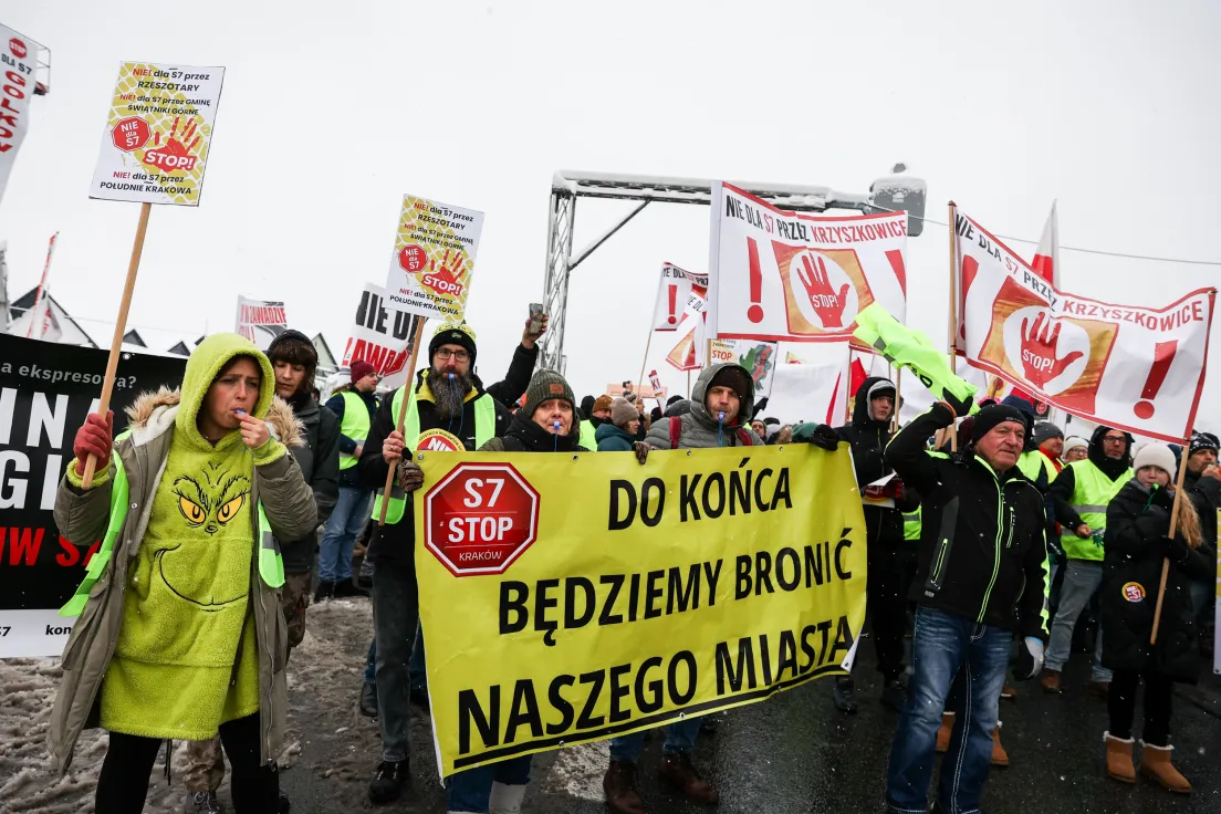 Protest przeciwko trasie S7 w Głogoczowie