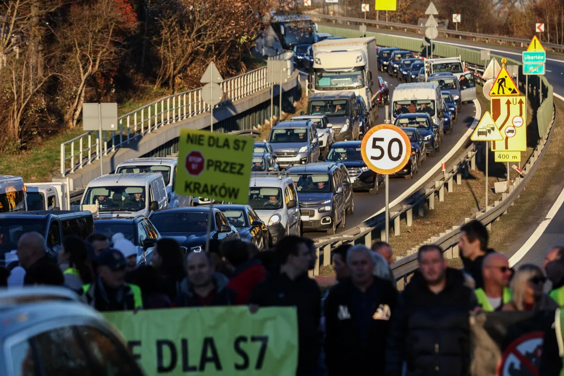 Protest przeciwko budowie S7 Kraków-Myślenice