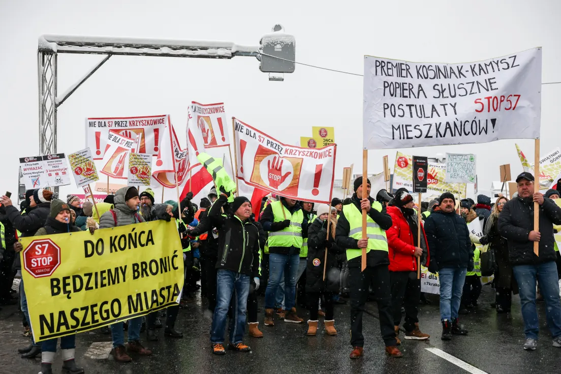 Protest przeciwko trasie S7 w Głogoczowie