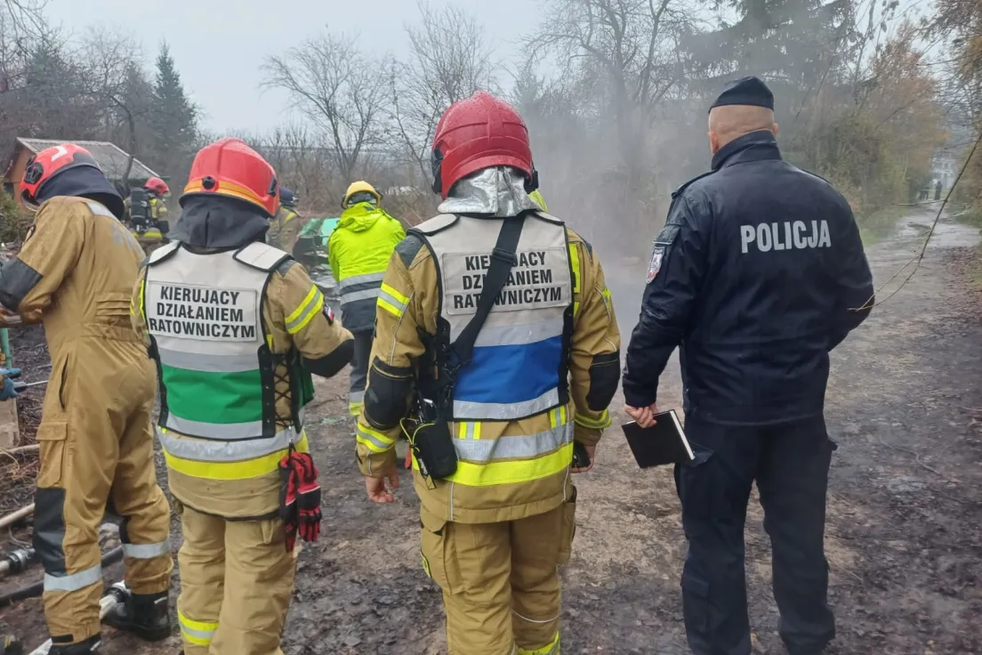 Pożar gazu na terenie ogródków działkowych