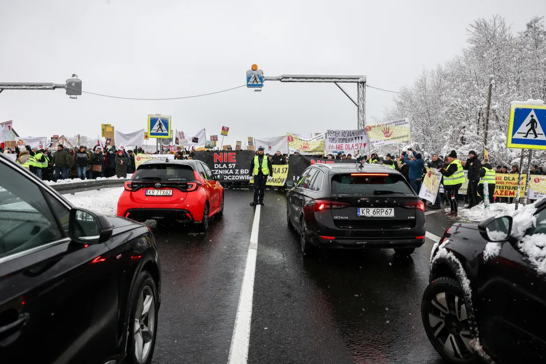 Protest przeciwko trasie S7 w Głogoczowie