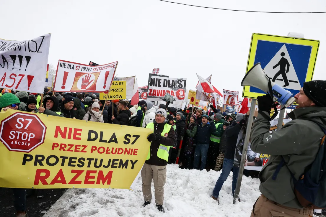 Protest przeciwko trasie S7 w Głogoczowie