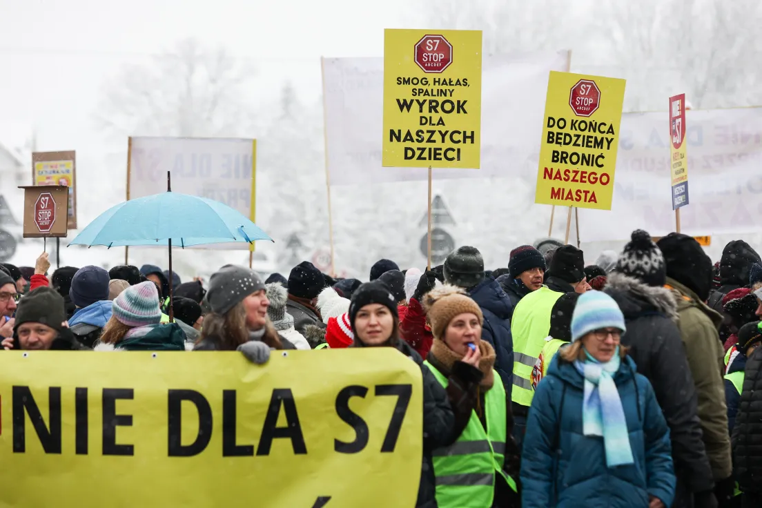 Protest przeciwko trasie S7 w Głogoczowie