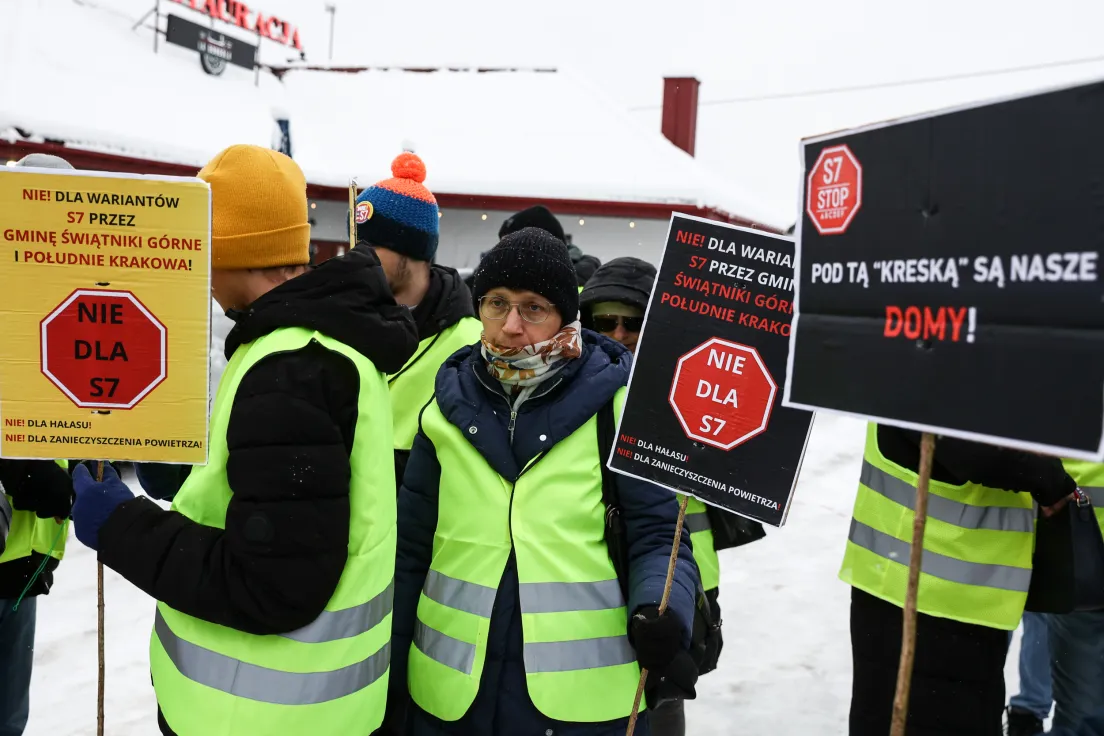 Protest przeciwko trasie S7 w Głogoczowie
