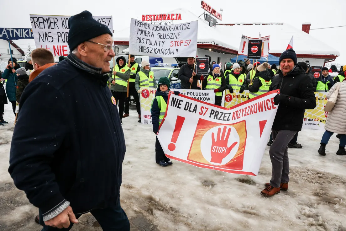 Protest przeciwko trasie S7 w Głogoczowie