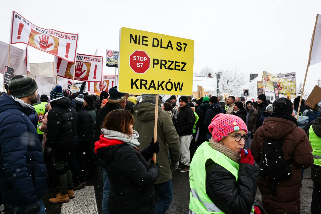 Protest przeciwko trasie S7 w Głogoczowie