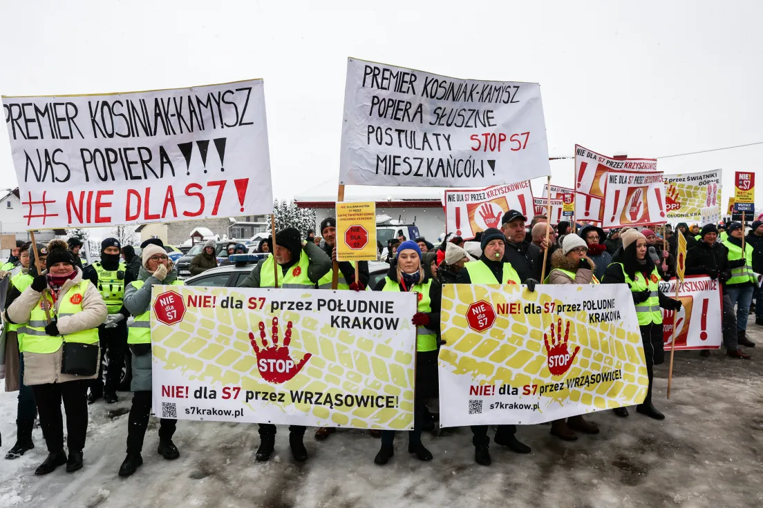 Protest przeciwko trasie S7 w Głogoczowie