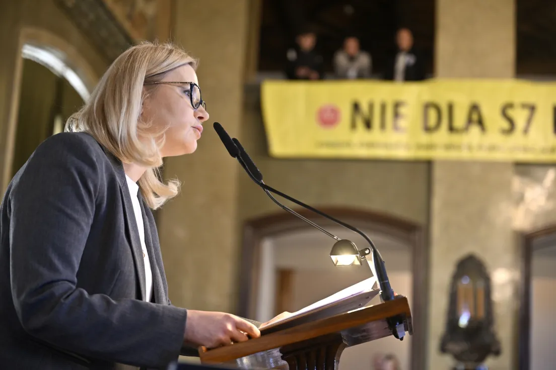 Monika Piątkowska w trakcie sesji Rady Miasta Krakowa