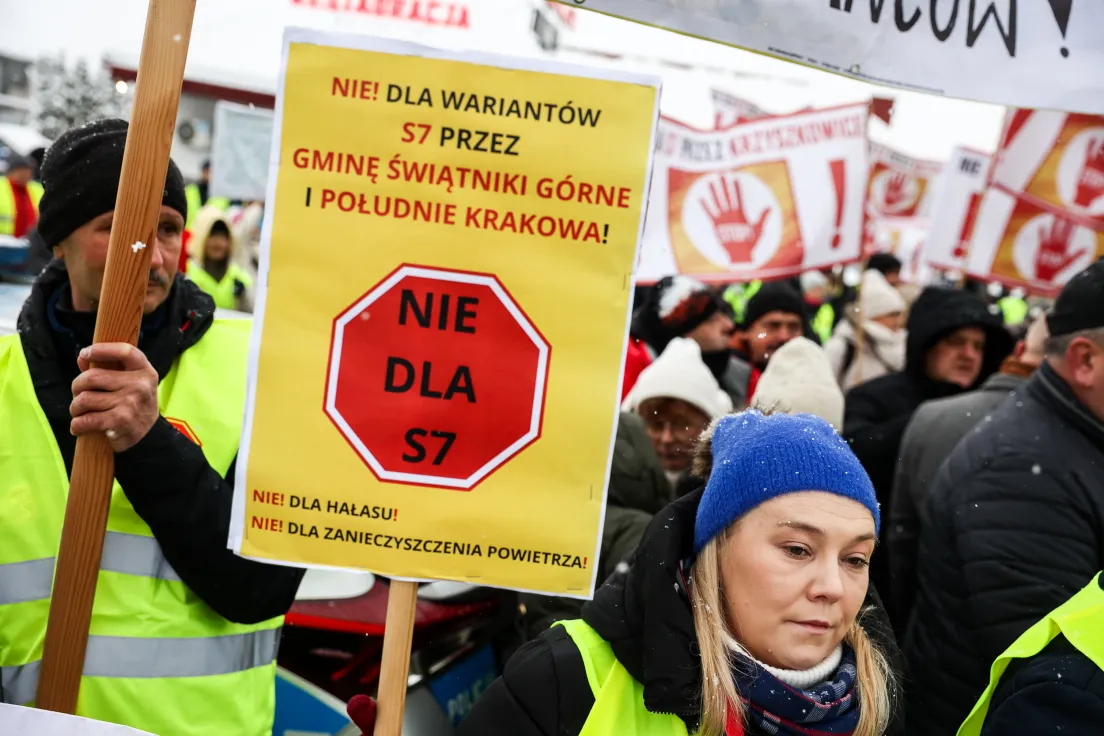 Protest przeciwko trasie S7 w Głogoczowie