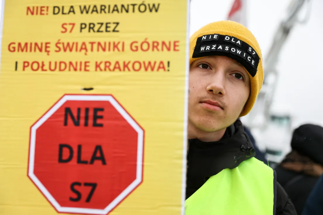 Protest przeciwko trasie S7 w Głogoczowie