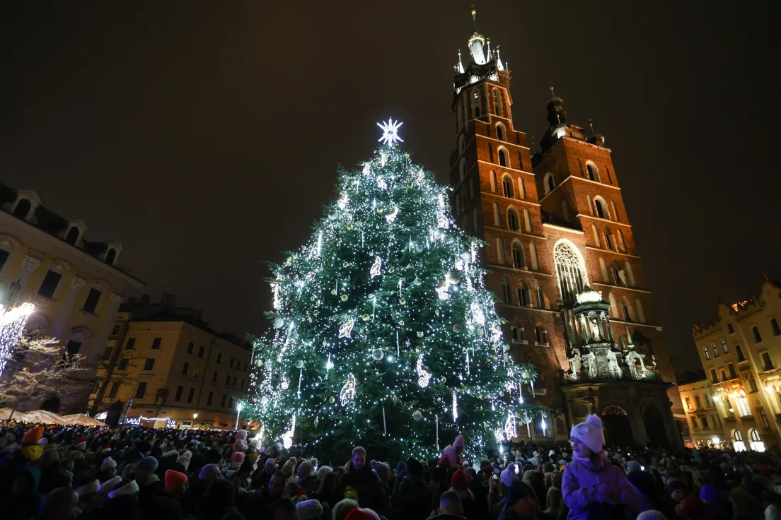 Zapalenie choinki na Rynku Głównym