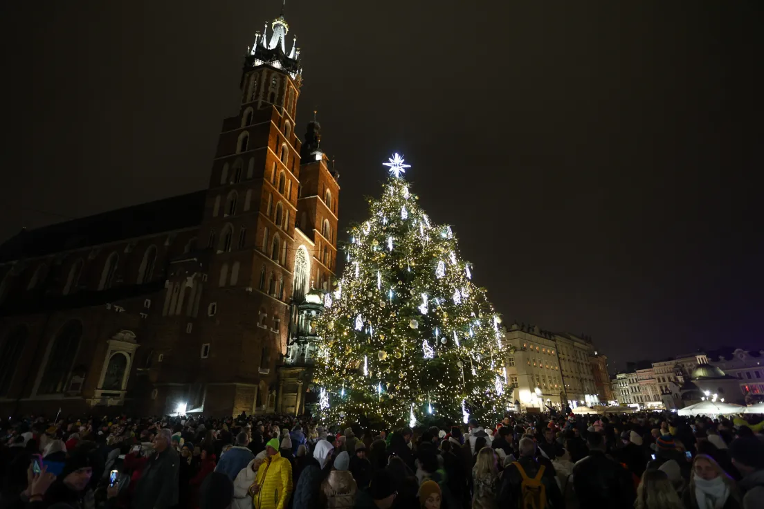 Zapalenie choinki na Rynku Głównym