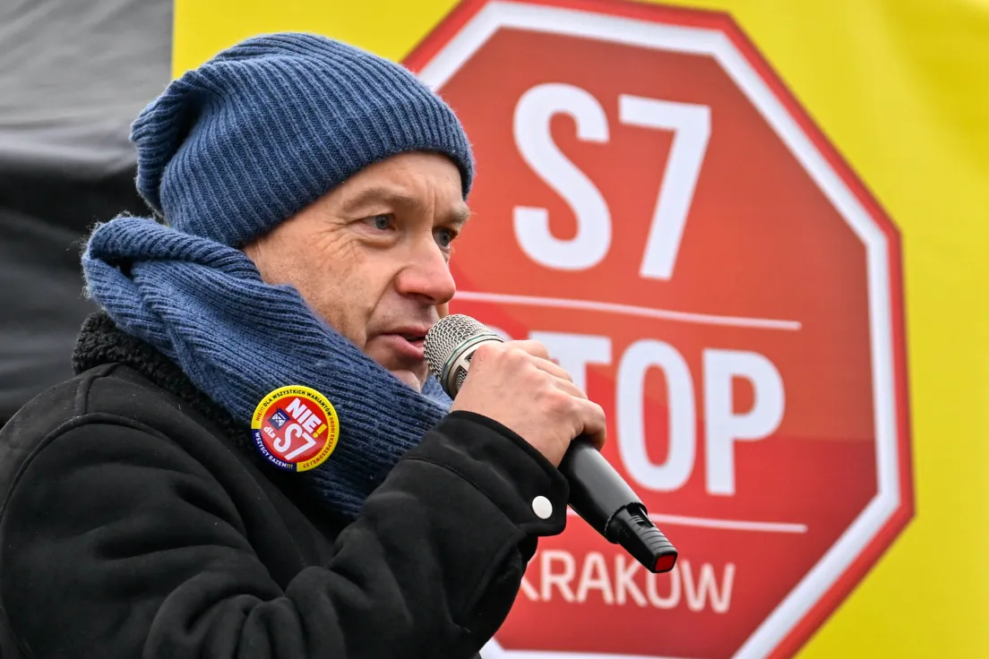 Protest pod siedzibą GDDKiA przeciwko budowie S7 na południu Krakowa