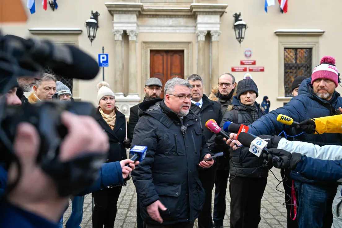 Sławomir Skiba na konferencji prasowej