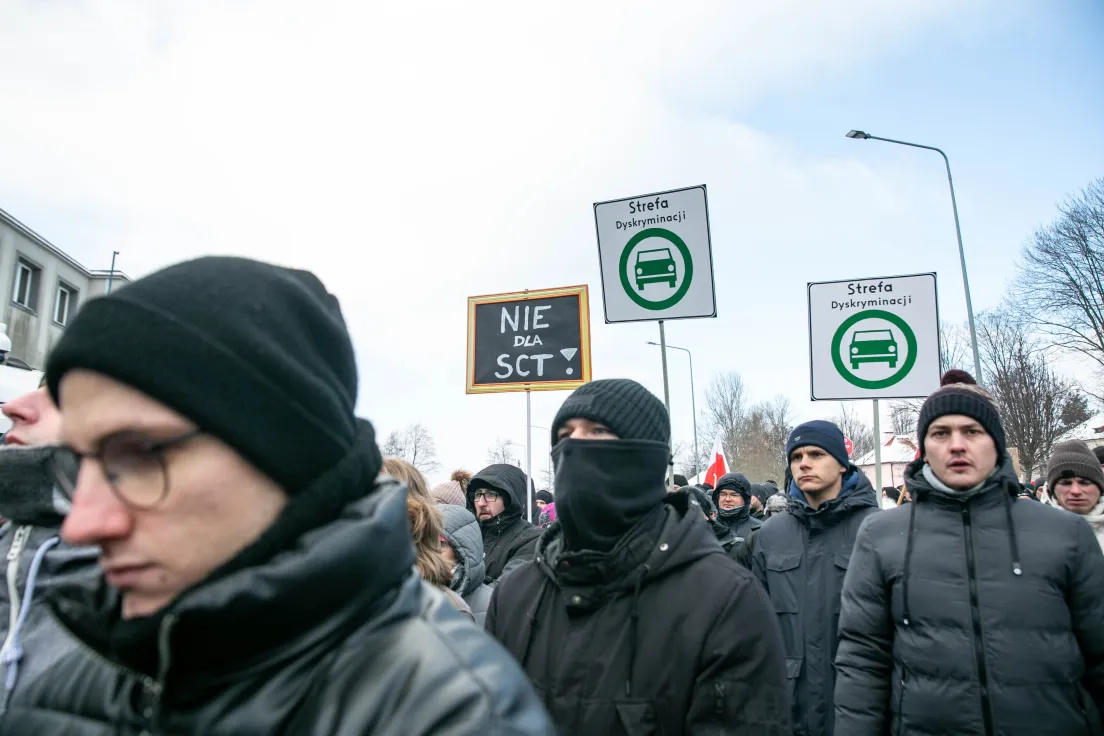 Protest przeciwko SCT pod ZDMK